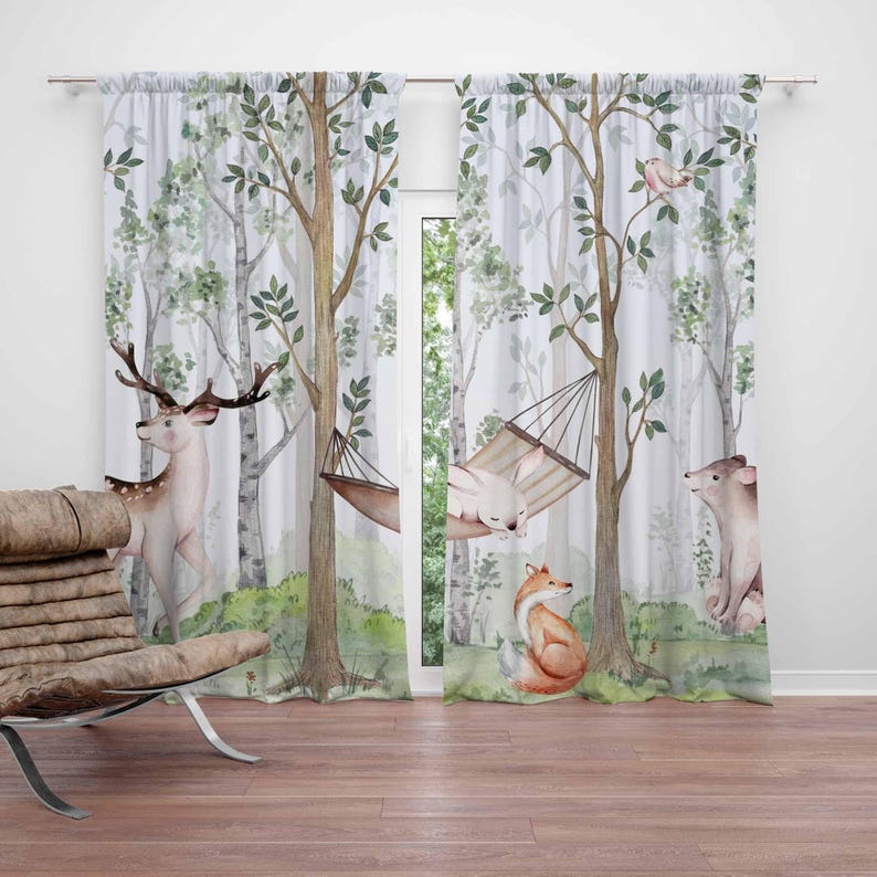 Baby Nursery Curtains - Rideaux animaux de la forêt, pour
