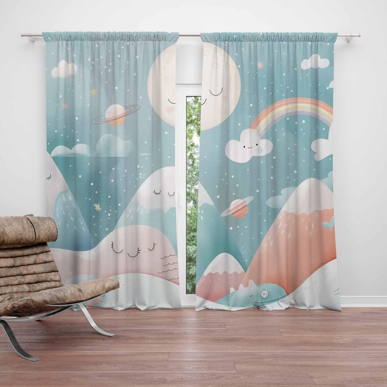 Baby Nursery Curtains - Rideaux de crèche de bébé arc-en-ciel