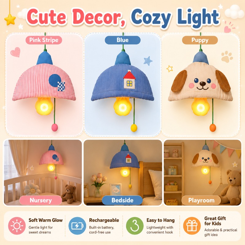Baby Nursery Light Shade - Lampe de chevet suspendue rechargeable avec