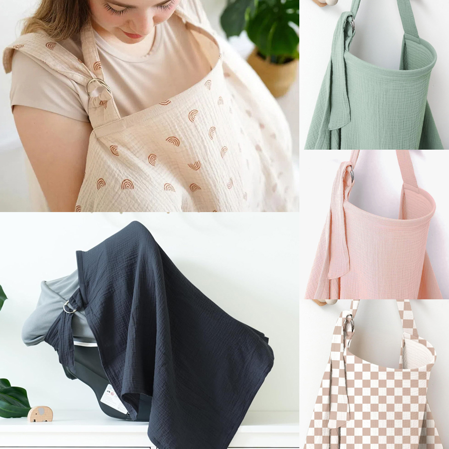 Nursing Cover Breastfeeding - Couverture d'allaitement en mousseline portable 100%