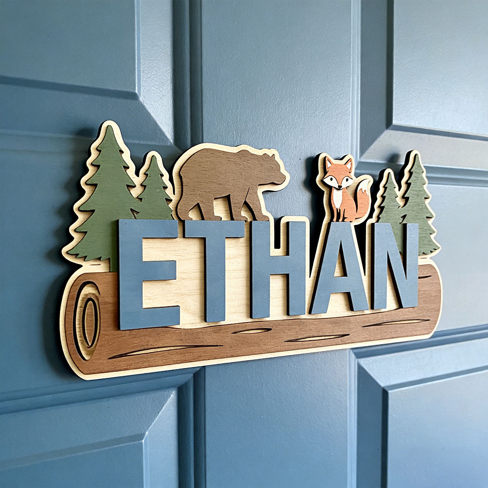 Baby Nursery Usa - Plaque en bois personnalisée avec nom,