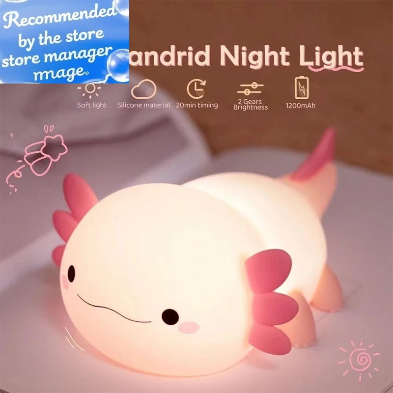Baby Nursery Equipment - Axolotl – veilleuse en Silicone, mignonne,