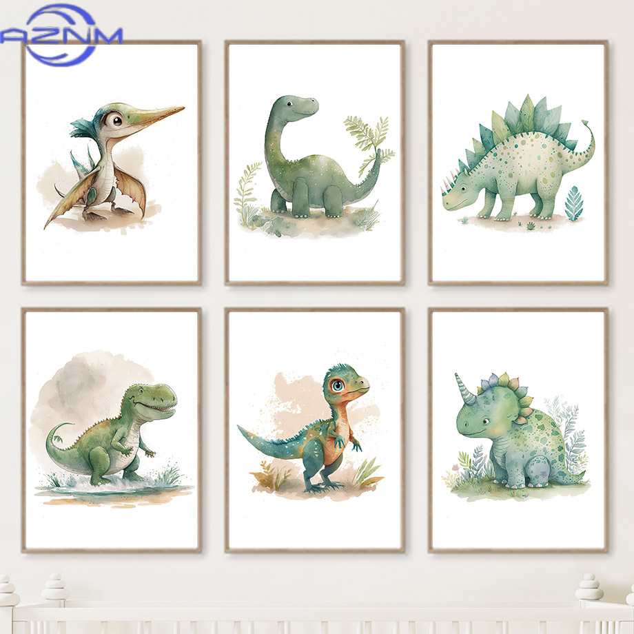 Baby Nursery Jungle - Affiche murale AZNM Dinosaure de dessin