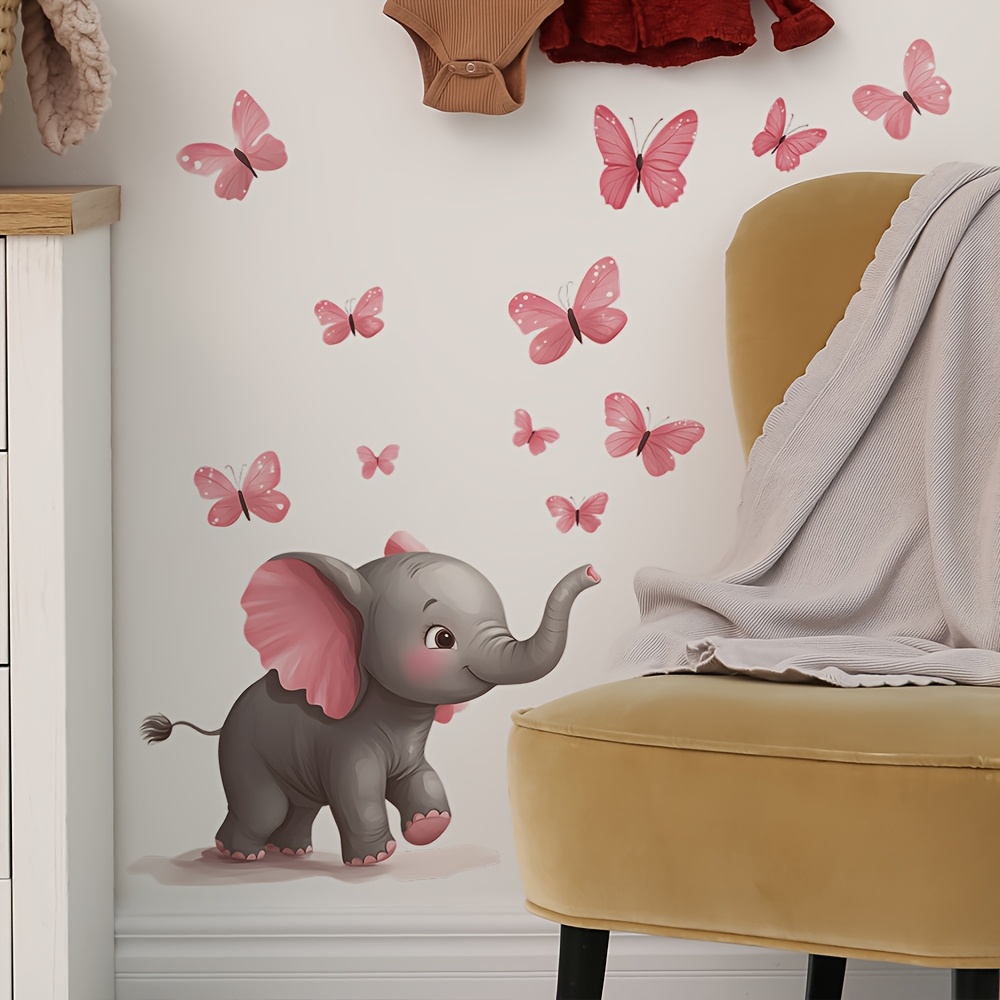 Baby Nursery Elephant Theme - Autocollant mural à thème papillon et
