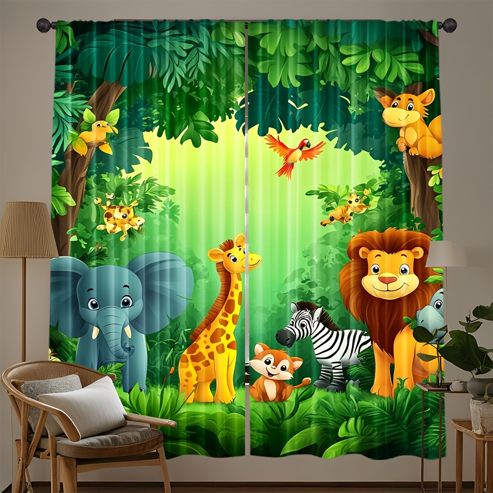 Baby Nursery Curtains - 2 rideaux animaux de dessin animé,