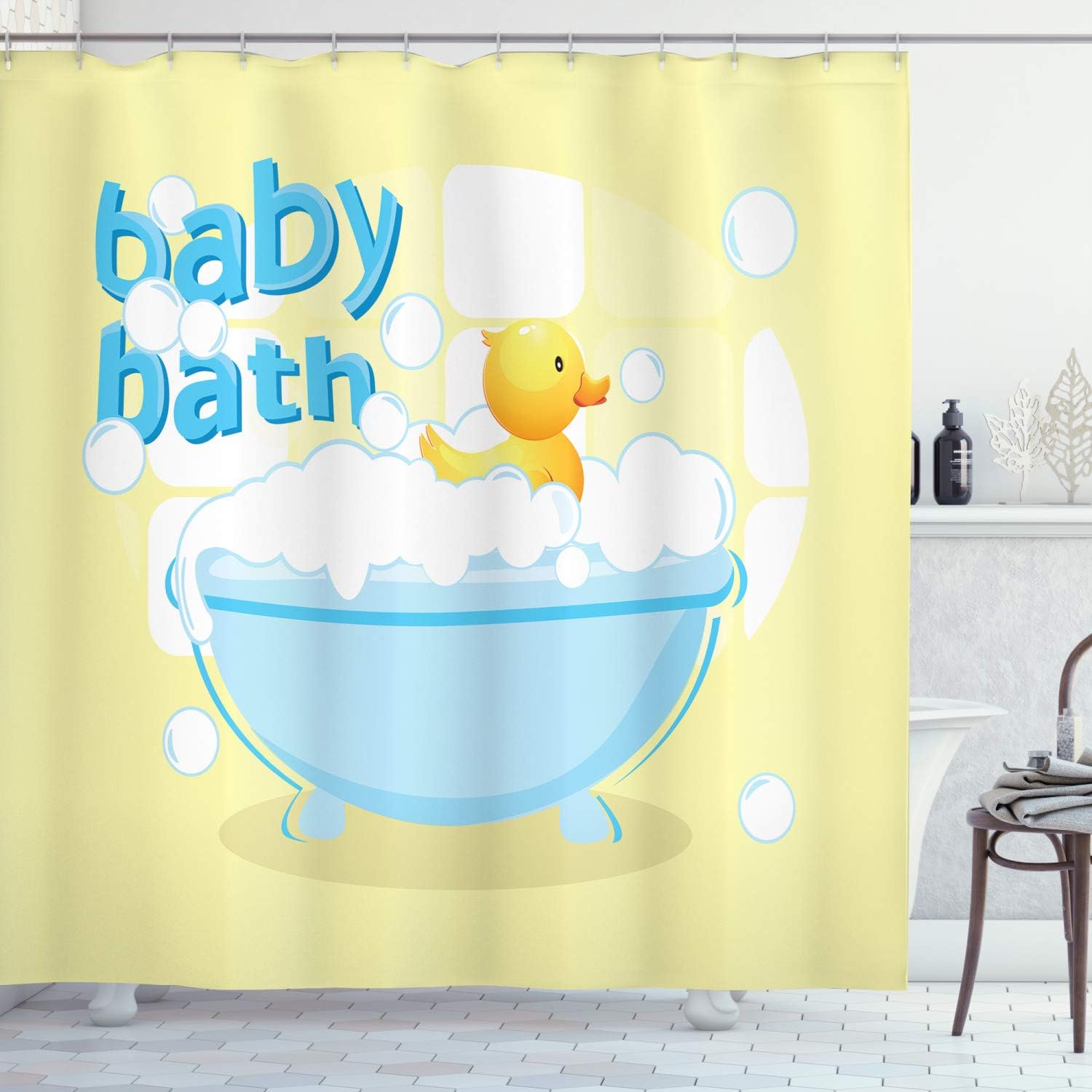 Baby Nursery Curtains - Rideau de douche jaune pour bébé,