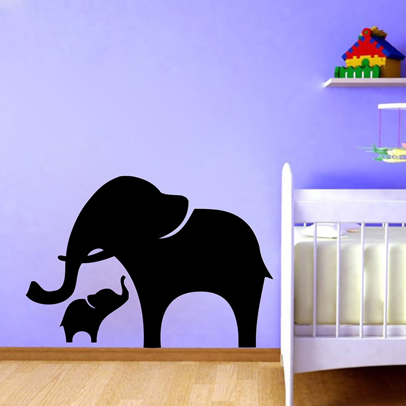 Baby Nursery Vinyl Wall Stickers - Autocollants muraux éléphant maman et bébé,