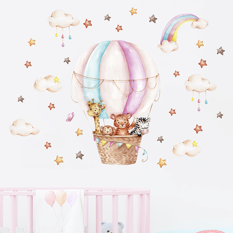 Baby Nursery Vinyl Wall Stickers - Autocollants muraux en aquarelle rose, ballon