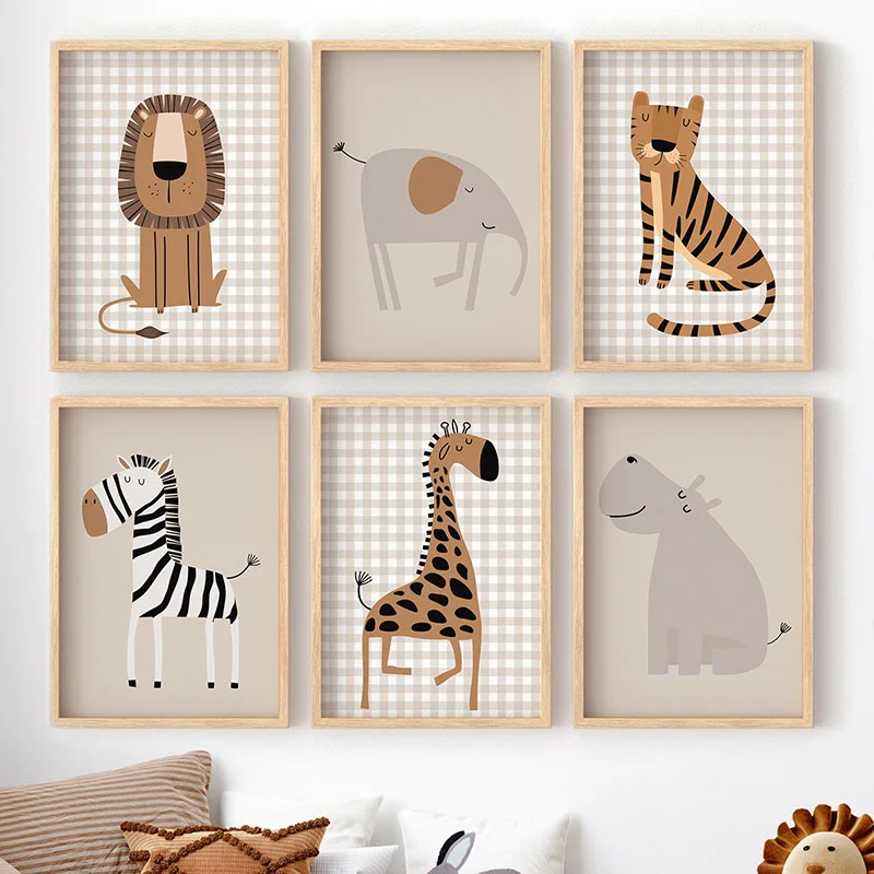 Baby Nursery Jungle - 1PC Tableau mural sans cadre sur