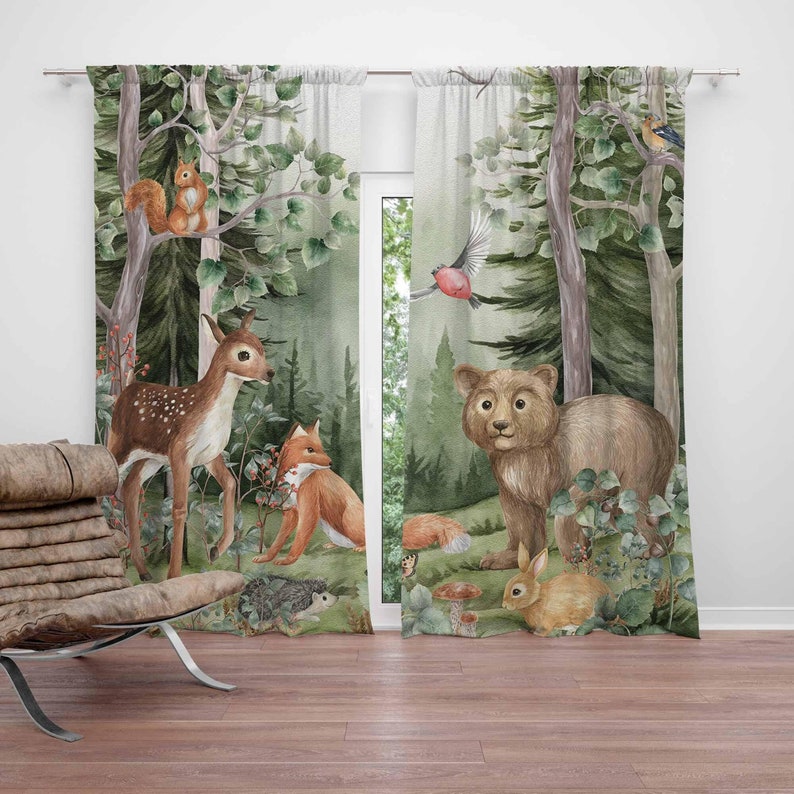 Baby Nursery Curtains - Rideaux animaux de la forêt pour