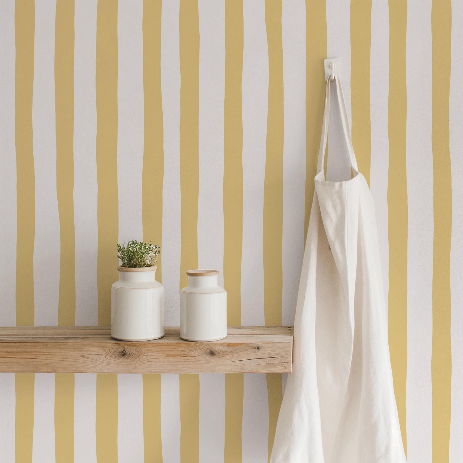 Baby Nursery Yellow Walls - Papier peint à rayures oscillantes jaunes