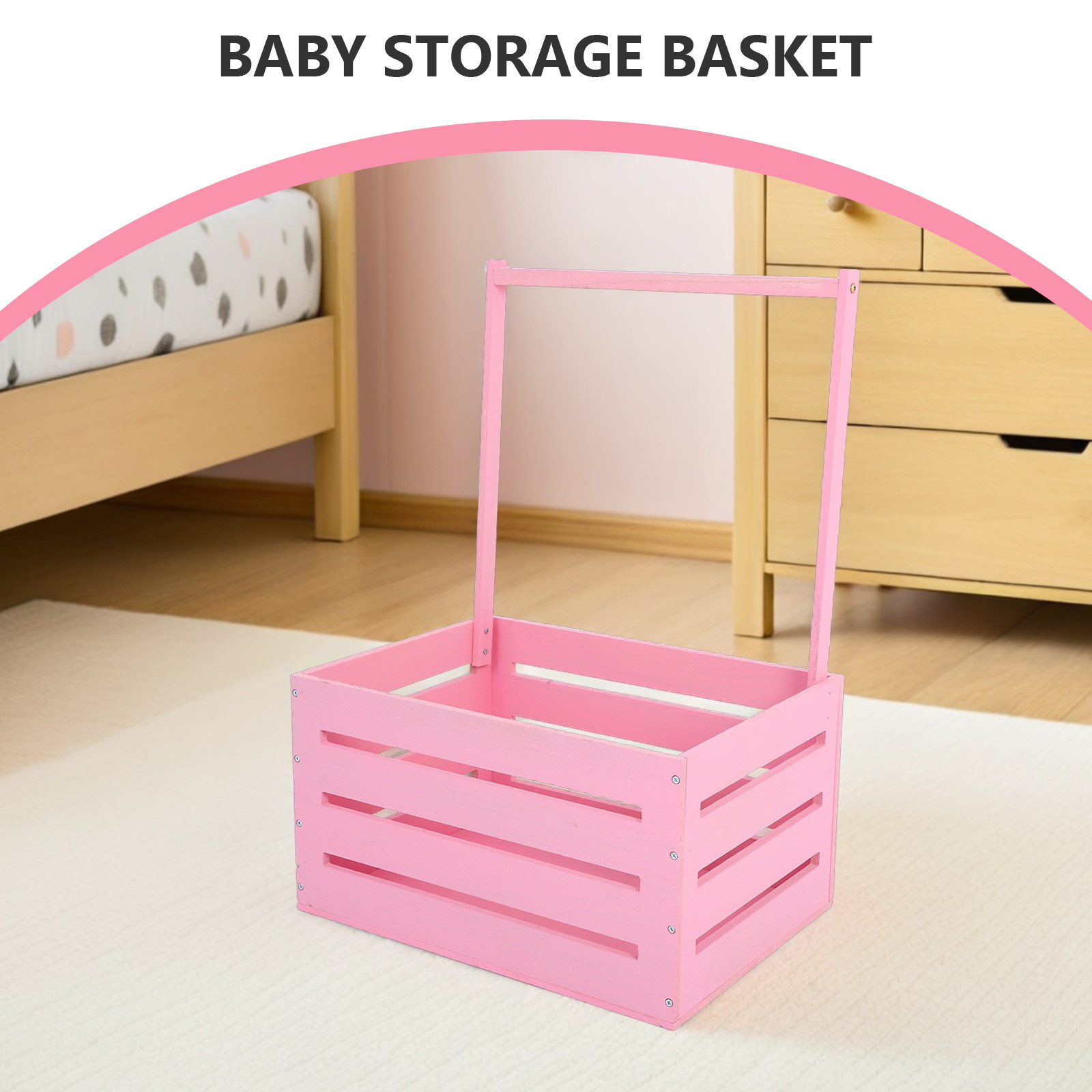 Baby Nursery Laundry Basket - Panier de rangement en bois pour
