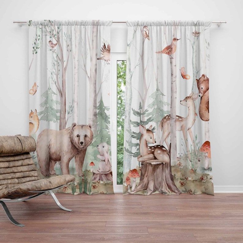 Baby Nursery Curtains - Rideaux animaux de la forêt pour