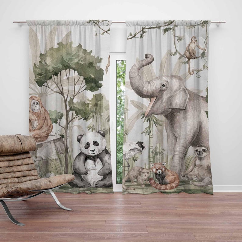 Baby Nursery Curtains - Rideaux animaux Safari, pour chambre d'enfants,