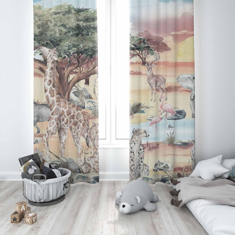 Rideau animaux Safari pour cha - Baby Nursery Curtains avis et prix