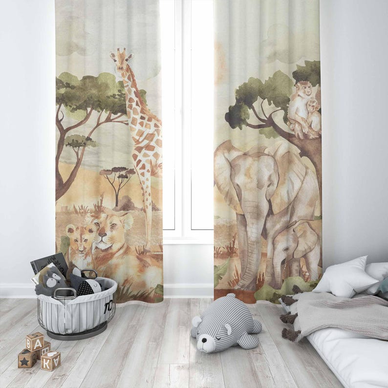 Rideaux maman et bébé animaux  - Baby Nursery Curtains avis et prix