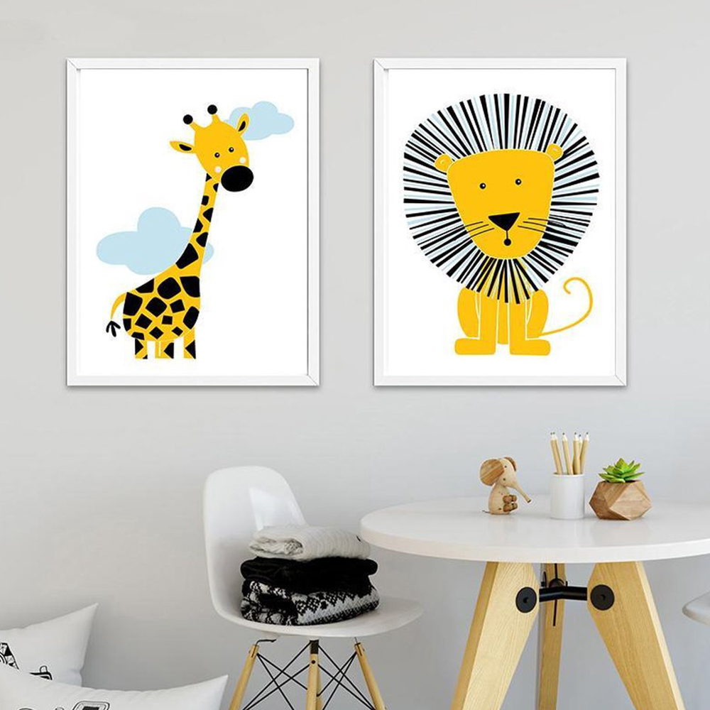 Affiches d'animaux de dessin a - Baby Nursery Yellow Walls avis et prix