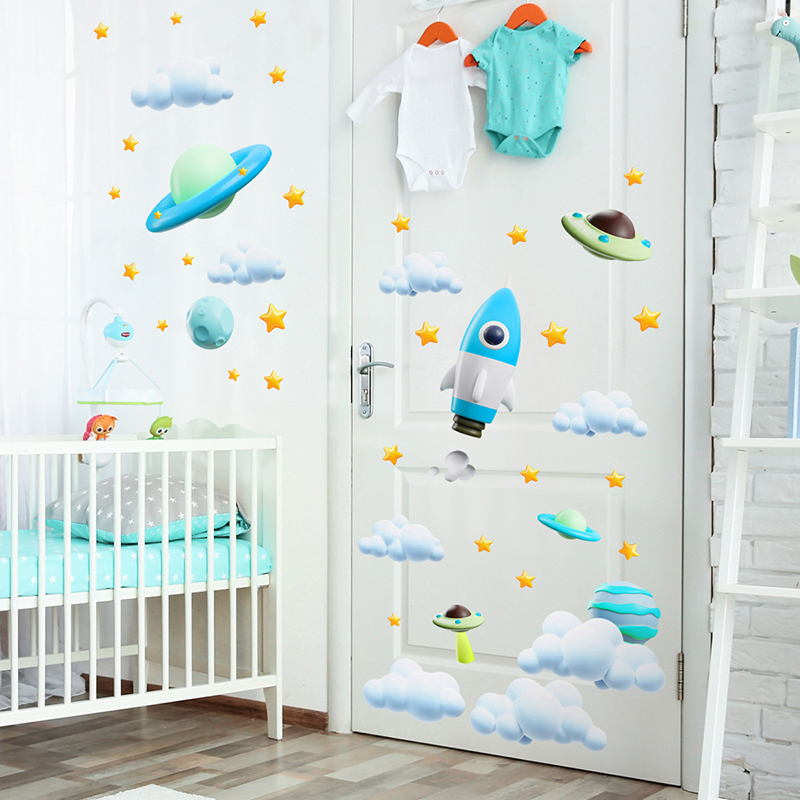 Autocollant mural UFO fusée sp - Baby Nursery Vinyl Wall Stickers avis et prix