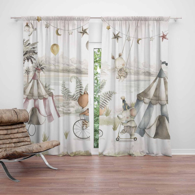 Rideaux animaux de cirque, pou - Baby Nursery Curtains avis et prix