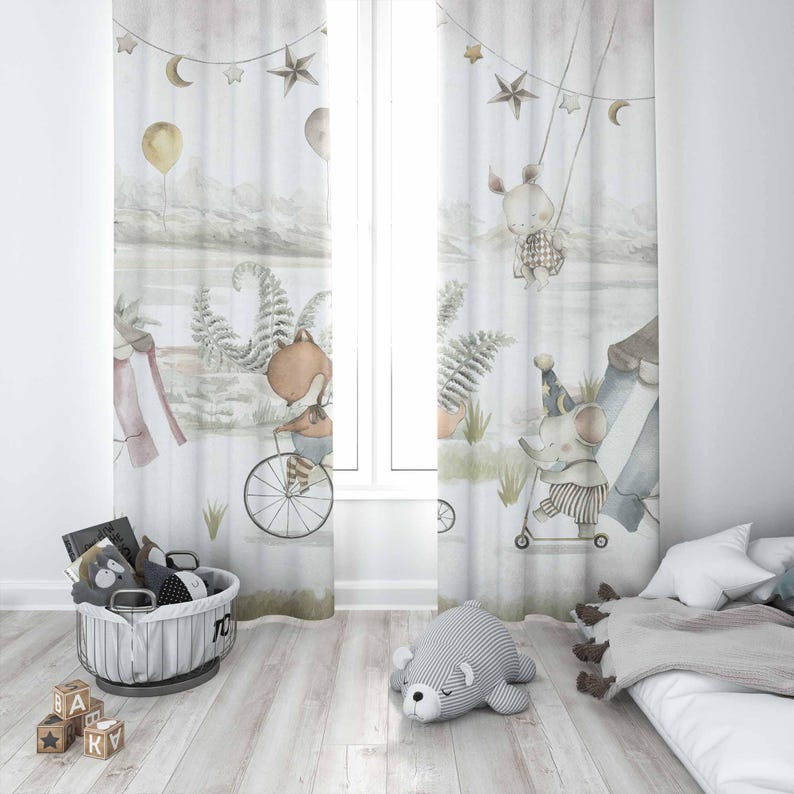 Rideaux animaux de cirque, pou - Baby Nursery Curtains avis et prix