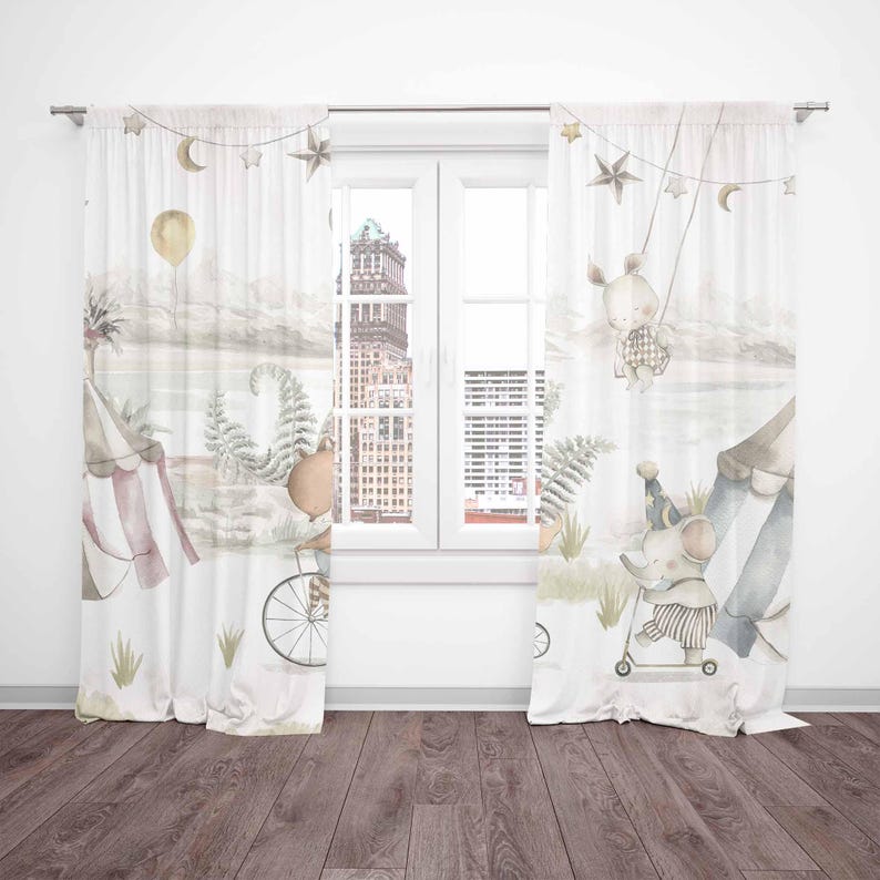 Rideaux animaux de cirque, pou - Baby Nursery Curtains avis et prix
