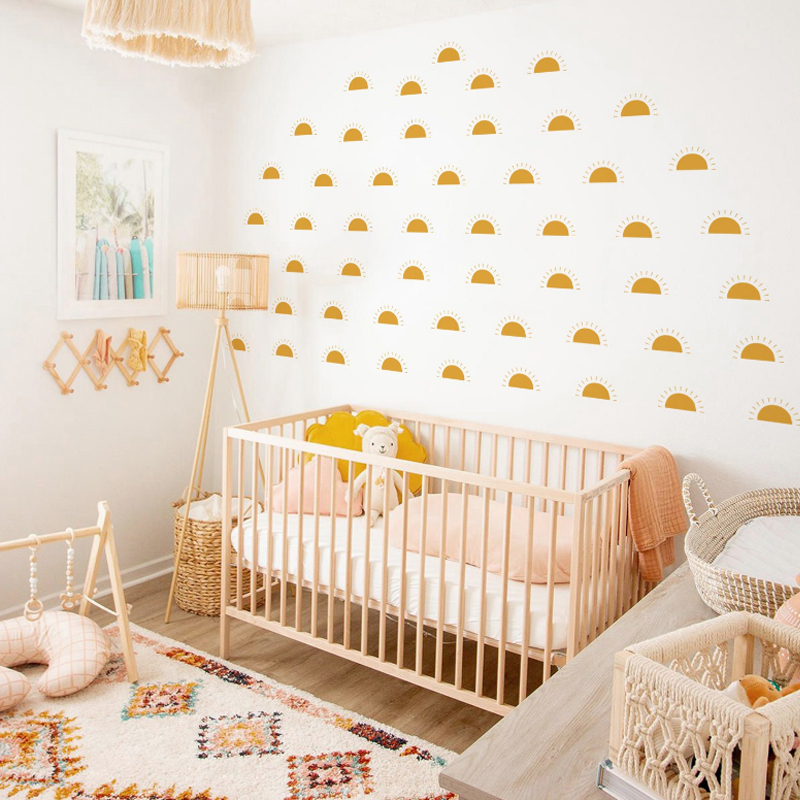 Boho jaune Orange demi soleil  - Baby Nursery Yellow Walls avis et prix