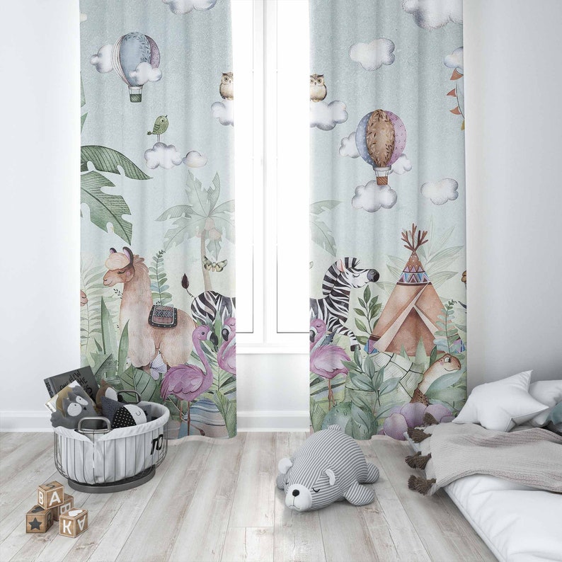 Rideau de fête d'animaux Safar - Baby Nursery Curtains avis et prix