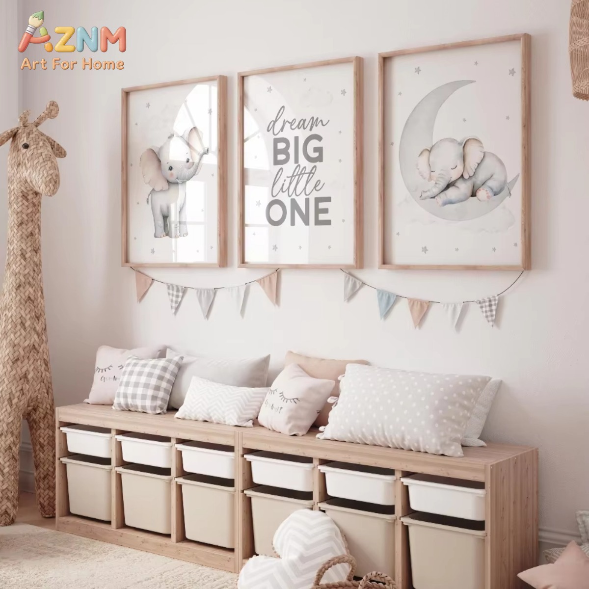 AZNM Ensemble d'impressions su - Baby Nursery Elephant Theme avis et prix