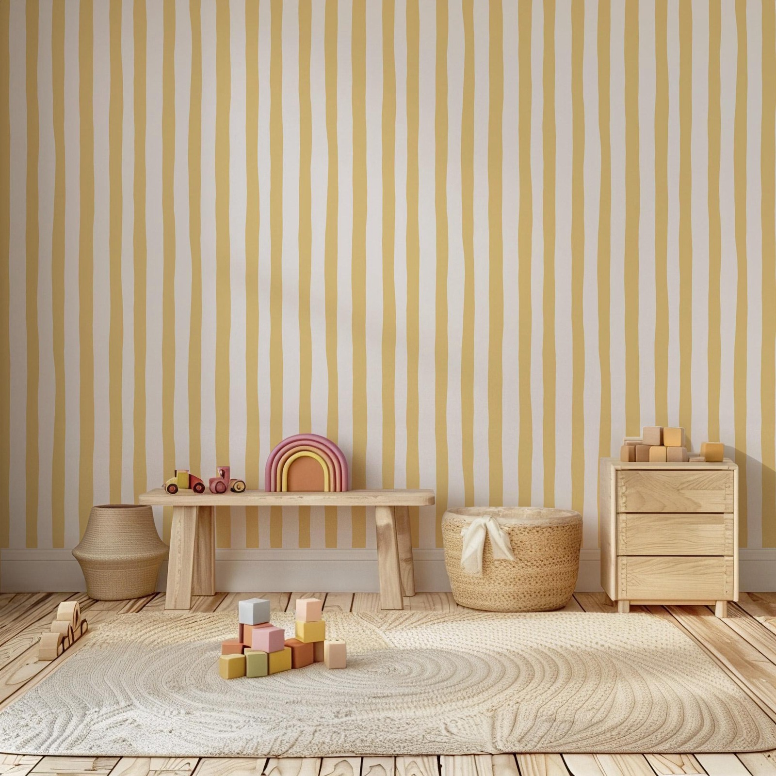 Papier peint à rayures oscilla - Baby Nursery Yellow Walls avis et prix