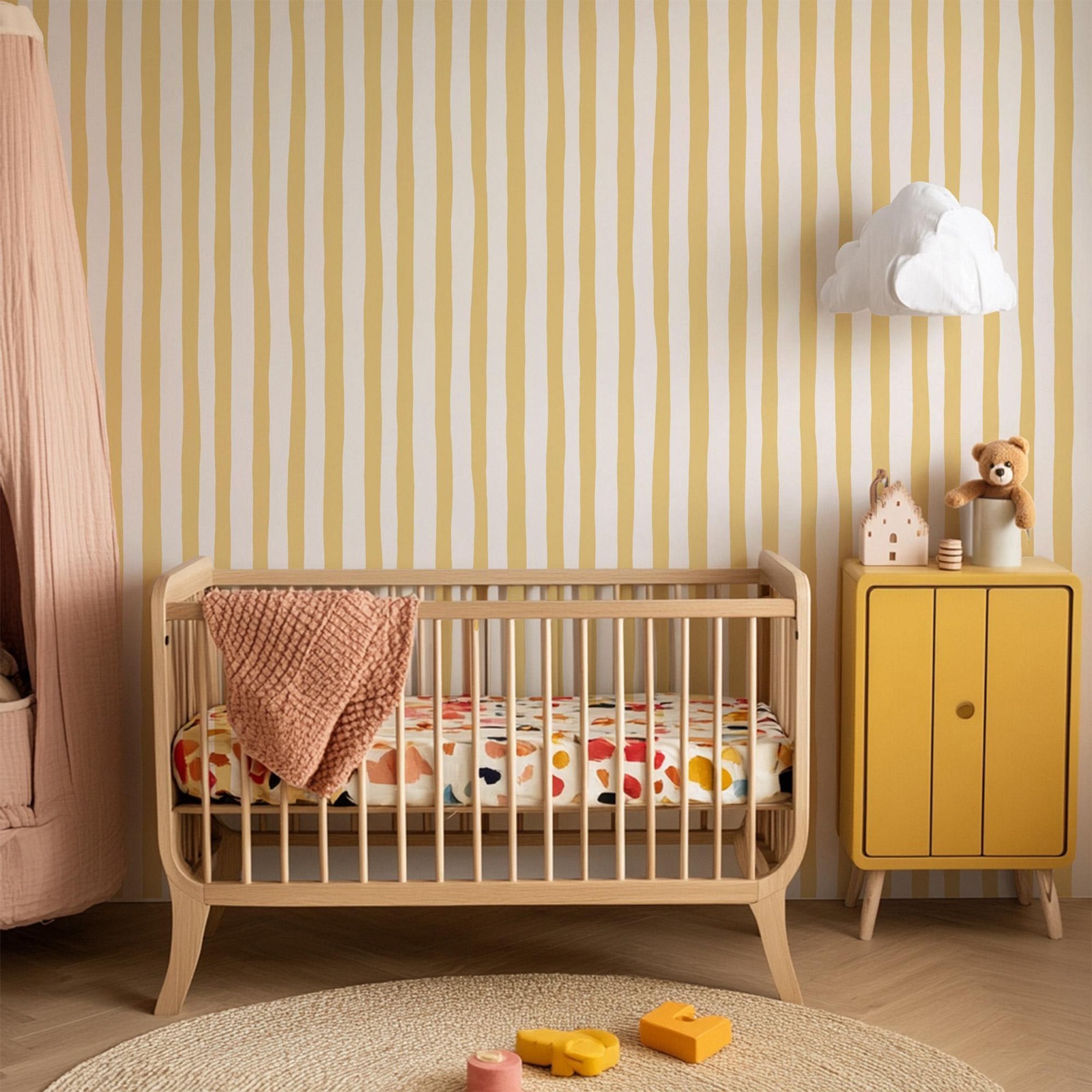 Papier peint à rayures oscilla - Baby Nursery Yellow Walls avis et prix
