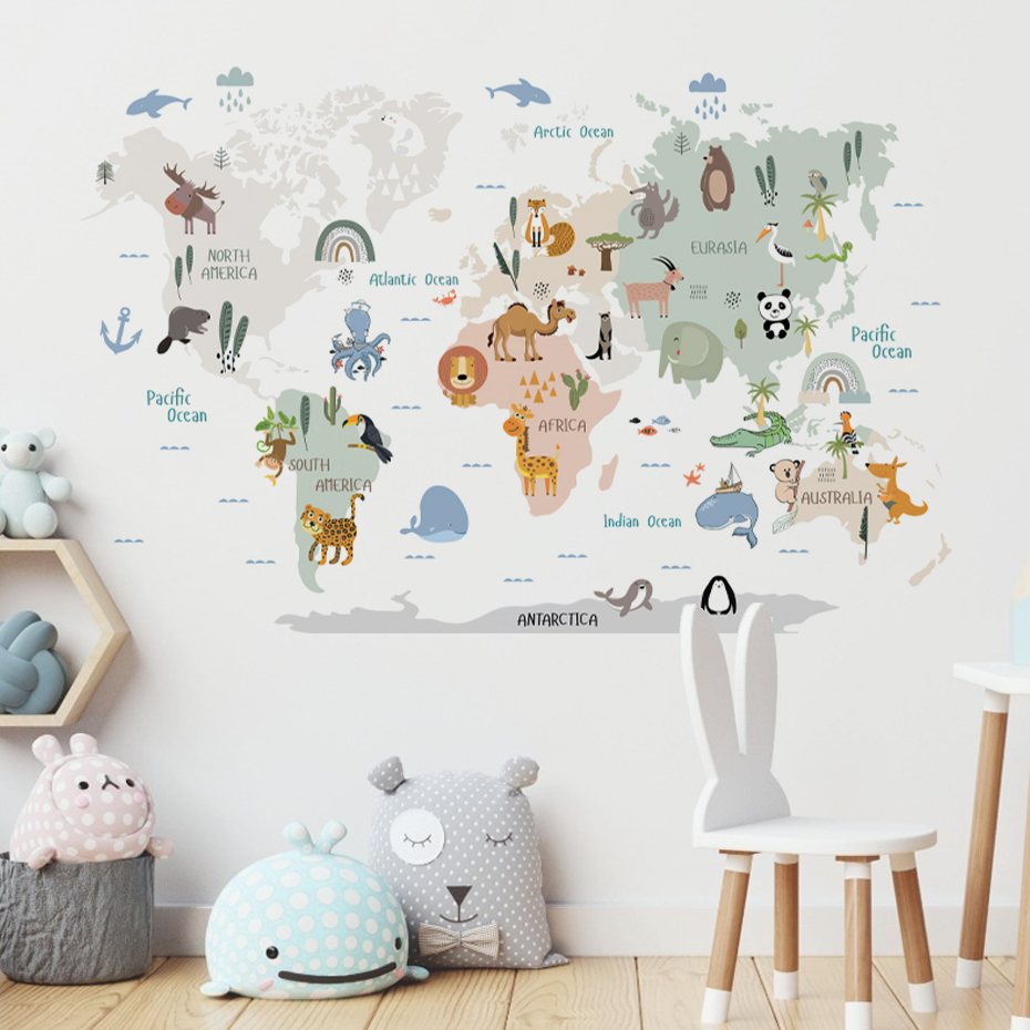 Autocollants muraux de carte d - Baby Nursery Vinyl Wall Stickers avis et prix