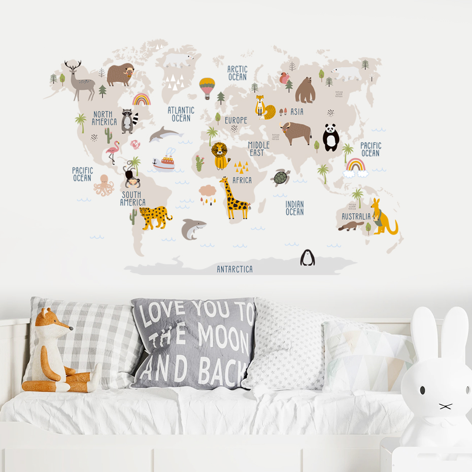 Autocollants muraux de carte d - Baby Nursery Vinyl Wall Stickers avis et prix
