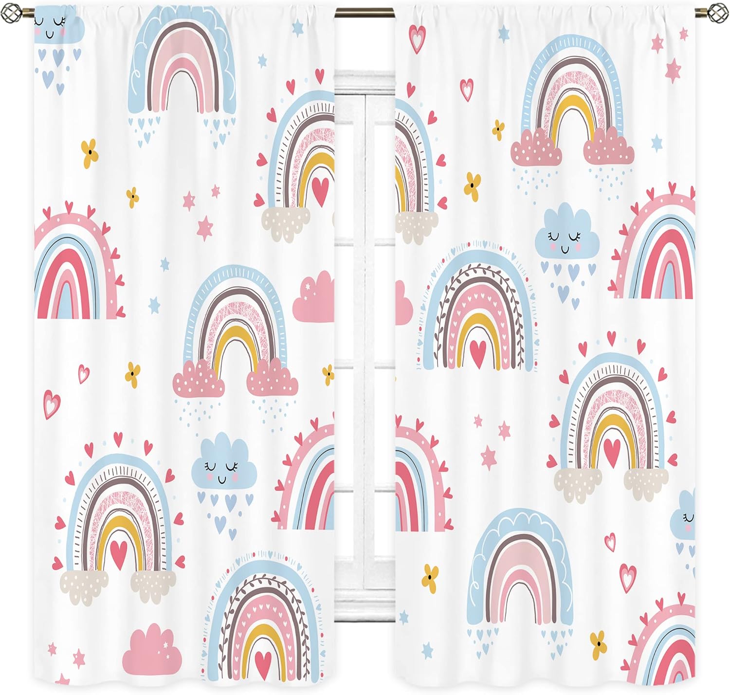 Bébé filles rose Boho arc-en-c - Baby Nursery Curtains avis et prix