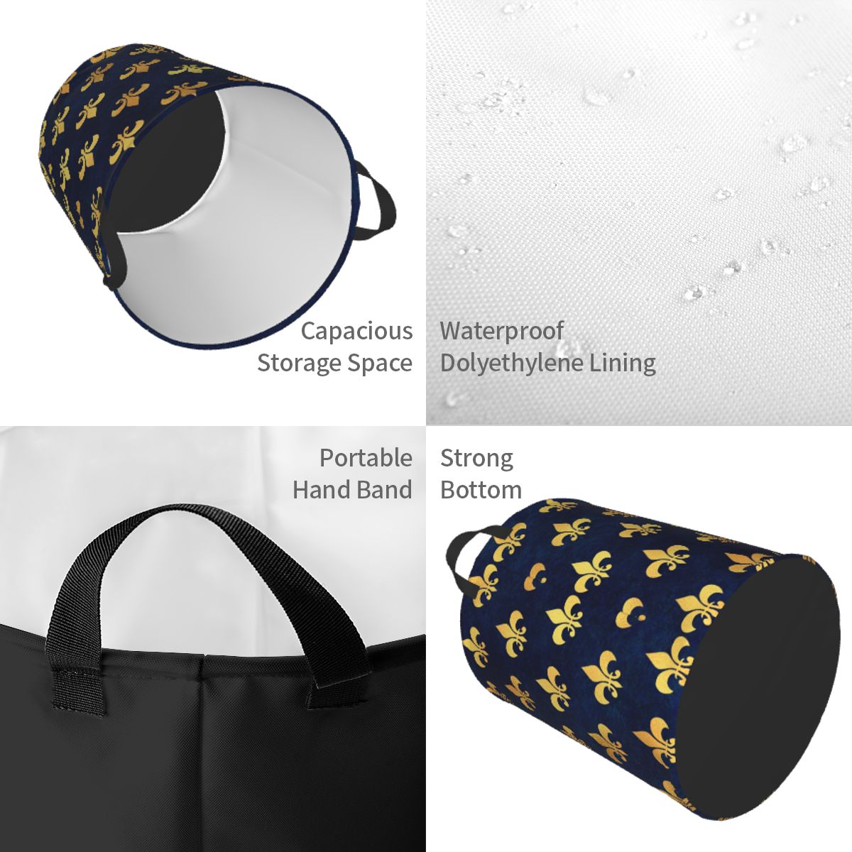 Royal Gold Blue Grunge Fleur D - Baby Nursery Laundry Basket avis et prix