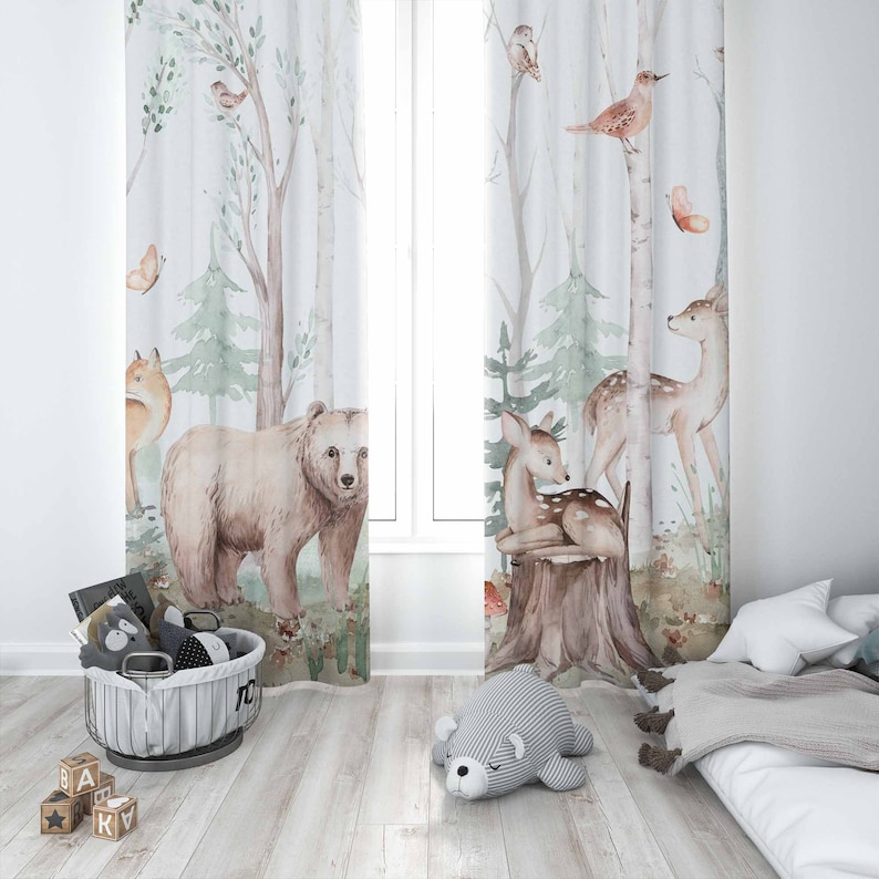 Rideaux animaux de la forêt po - Baby Nursery Curtains avis et prix